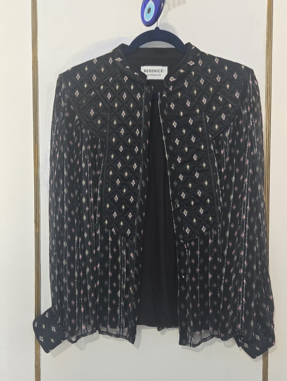 Berenice Black Printed Pleated Blouse